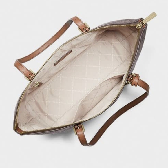 Michael Kors Coraline Tote Bag Signature Luggage Logo and Brown Leather - Picture 4 of 13